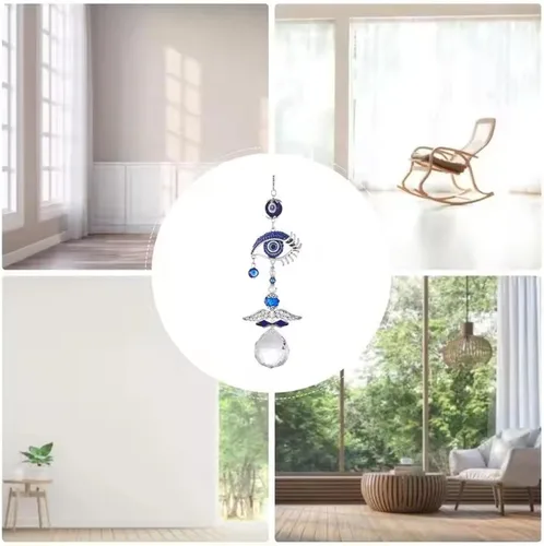 Miniatura 8 de Atrapasoles de ángel azul para decoración de mal de ojo, dije de mal de ojo colgante para ventana de coche, regalo de Navidad, decoración del hogar