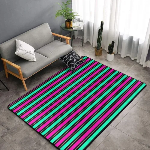 Miniatura 3 de Retro Color Line Print Area Rugs for Living Room, 60×39in Non-Slip Area Living Room Rug, 3x5 Rugs for Bedroom, Washable Rug Carpet for Bedroom Home