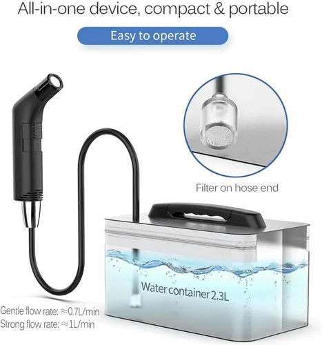 Miniatura 7 de Bidé portátil para viajes con modos de presión de agua suave y fuerte, bidé de viaje recargable USB-C, tanque de agua grande de 2.3 L para uso Negro
