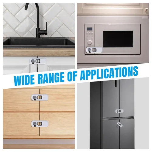 Miniatura 4 de NiHome Paquete de 6 cerraduras para refrigerador a prueba de niños, 6 cerraduras de seguridad para bebés para refrigeradores, armarios, cajones