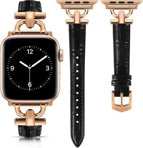 Miniatura 18 de Correa de cuero compatible con las bandas de Apple Watch para mujeres, correa elegante y elegante para iWatch Series 11/10/9/8/7/6/5/4/3/2/1/se