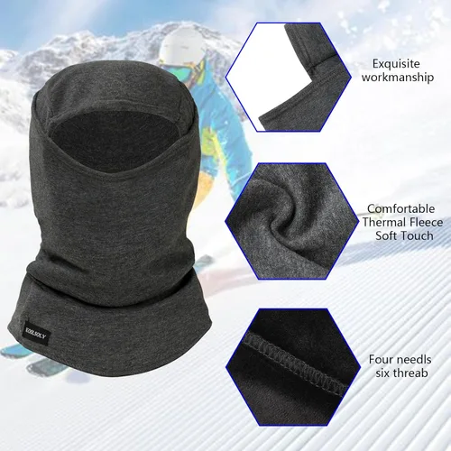Miniatura 2 de Pasamontañas de esquí de 2 piezas, cubierta de cara completa, transpirable, cálido y resistente al viento, forro polar para deportes de invierno