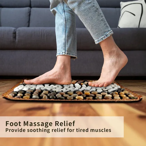 Miniatura 4 de Alfombrilla de masaje de guijarros, masajeador de pies reflexología, almohadilla de acupresión de pies adoquines para relajación de pies cansados
