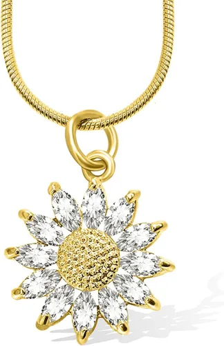 Miniatura 2 de Collar de girasol chapado en oro de 14 quilates para mujeres, adolescentes y niñas, regalo de girasol de amistad para mamá, novia, collar de flores