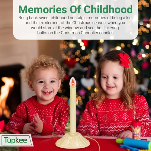 Miniatura 2 de Velas Candolier de Navidad para Ventana Tupkee – con Bombilla Parpadeante – Única para Interior - Vela Eléctrica Sin Llama para Ventana Candelabro 1