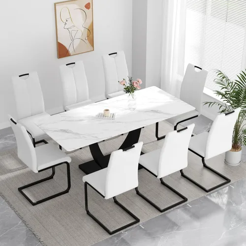 Miniatura 15 de yeag Juego de Sillas de Comedor Modernas de 2 Unidades, Sillas de Cocina y de Sala de Estar con Respaldo Alto, con Patas de Metal Cromado Dorado