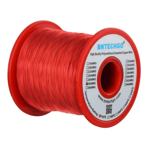 Miniatura 17 de BNTECHGO - Alambre magnético de 26 AWG, cable de cobre esmaltado para bobinado, 4 onzas, 0.0157 pulgadas de diámetro, 1 bobina de color rojo, Rojo 4
