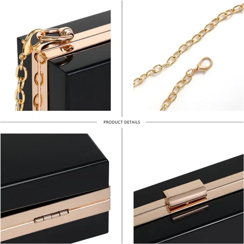 Miniatura 5 de WJCD - Bolso de mano de acrílico transparente para mujer, bolso de hombro con correa de cadena de dorada desmontable Premium Acrylic, Stadium