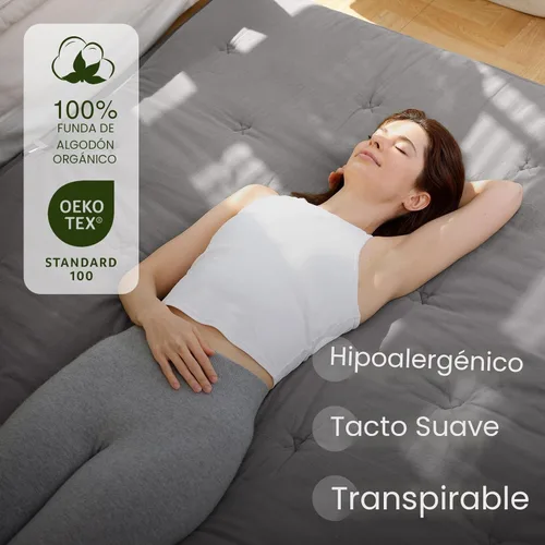 Miniatura 2 de ZonLi Colchón de Futón de Suelo Japonés Tamaño Twin 75"x 39", Funda 100% Algodón 2.5'' Grosor Engrosado Colchón Tatami, Almohadilla de Dormir Gris