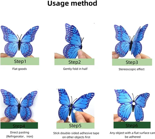 Miniatura 6 de 24 piezas de decoración de pared de mariposa, calcomanías de mariposa 3D para calcomanías de pared, decoración de mariposas magnéticas, calcomanías