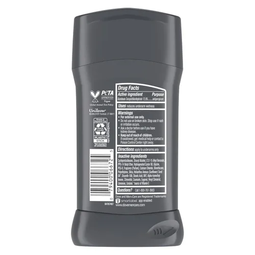 Miniatura 2 de Dove Men+Care - Desodorante antitranspirante en barra para hombres, 4 unidades, extra fresco, con protección contra el sudor y el olor de 72 horas