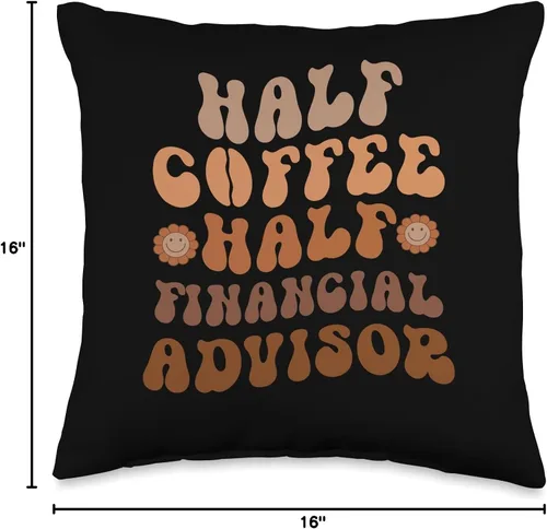 Miniatura 4 de Matching Financial Advisor Gifts, Half Financial Advisor Groovy Coffee Lover - Almohada de 16 x 16 pulgadas, multicolor