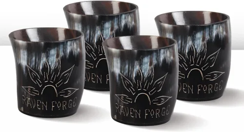 Miniatura 53 de Handicrafts Home Juego de 4 vasos de chupito hechos a mano, patrón entrecruzado de 6.5 onzas, chupitos de whisky vikingo naturales para cócteles