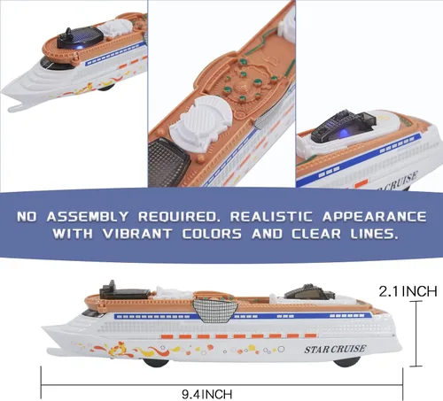 Miniatura 3 de OTONOPI Modelo de Buque de Crucero Juguete Transatlántico Barco de Juguete con Luz y Sonido para Niños, Niños Pequeños, Niños, Niñas, Adultos Edad
