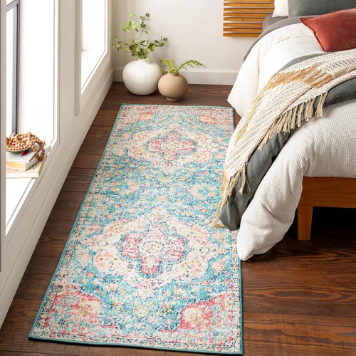 Miniatura 12 de Artistic Weavers Romaine - Alfombra vintage con medallón, 2 pies x 3 pies, celeste Azul cielo