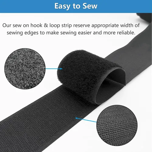 Miniatura 4 de Matenf Tiras de para coser, 1 pulgada de ancho, fáciles de coser, excelente agarre, no adhesivas, cinta entrelazada, cinta de gancho y bucle