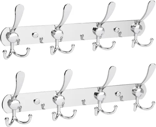 Miniatura 18 de YUNISS Perchero montado en la pared, 3 ganchos triangulares de acero inoxidable para abrigos, sombreros, batas, toallas en recibidor y entrada Negro