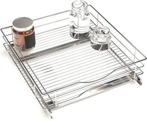 Miniatura 14 de Home Zone Living Organizador de armario de cocina extraíble con 2 niveles de almacenamiento para un fácil acceso, 7.5 pulgadas de ancho x 20 Negro