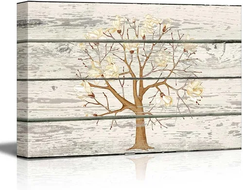 Miniatura 40 de wall26 - Obra de arte con estampado de madera de ciervo en bosque de abedules - Lienzo rústico para pared, arte para el hogar - 16 x 24 pulgadas