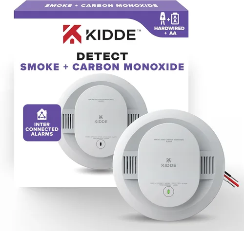 Kidde - Detector de humo, funciona con pilas AA, indicadores de luz de advertencia LED, paquete de 1 unidad, blanco, 30CUAR