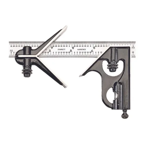 Miniatura 33 de Starrett Escuadra de combinación de acero con cabeza cuadrada - Longitud de hoja de 300 mm, cabezas de hierro fundido, pestillo reversible, punta