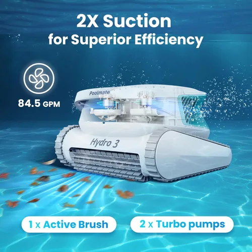 Miniatura 2 de Hydro 3 - Robot de aspiradora de piscina todo en uno, limpiador de piscina inalámbrico de 200 minutos de funcionamiento, 2 motores sin escobillas