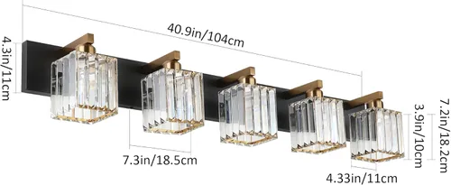 Miniatura 4 de Aipsun Lámpara de Tocador Moderna para Baño Accesorios de Iluminación 5 Luces Lámpara de Tocador de Baño de Cristal (Excluye Bombilla)