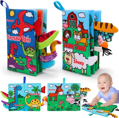2 piezas de libros de bebé arrugados de alto contraste de 0 a 6 meses, juguetes sensoriales interactivos para bebés de 9 a 12 meses, actividades