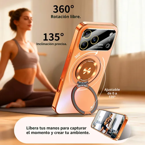 Miniatura 7 de Funda para iPhone 17 Pro Max con soporte magnético giratorio [cubierta de cámara integrada] [compatible con MagSafe] Funda delgada de protección a