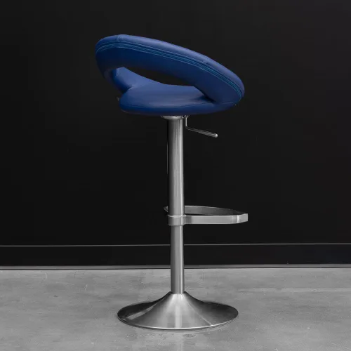 Miniatura 4 de ZURI Taburete de bar sin brazos giratorio de altura ajustable de media luna azul oscuro