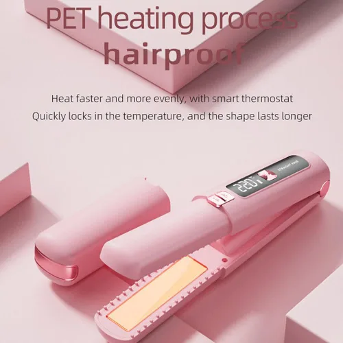Miniatura 7 de Alisador y rizador de viaje portátil 2 en 1, alisador de pelo inalámbrico de 4500 mAh, plancha plana LCD recargable, mini plancha rizadora