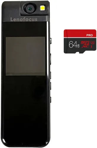 Cámara de cuerpo pequeño 1440P HD Body Video Cam Pantalla de 1.3 "Tarjeta TF 64GB TF Clip de lente giratorio en el sombrero de bolsillo Casquillo