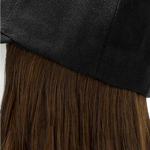Miniatura 5 de YEKEYI Gorra de béisbol con peluca sintética con pelo unido con sombrero largo ondulado para mujer, uso diario en fiestas