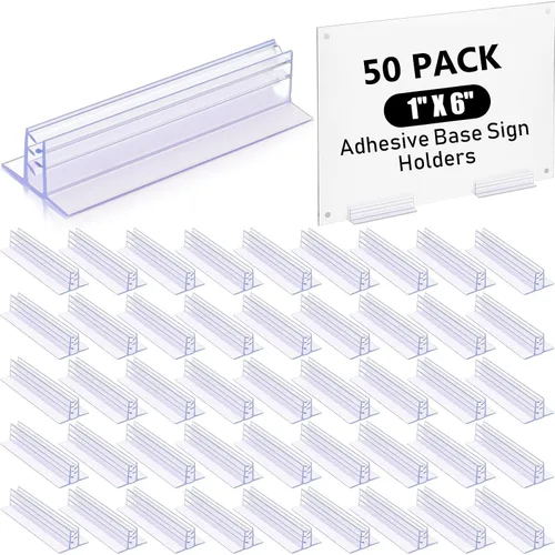 Miniatura 12 de Fulmoon 100 Piezas Soportes para Letreros, Base Adhesiva Soportes para Letreros Múltiples Usos para Mostradores, Almacenes, Soportes de Base