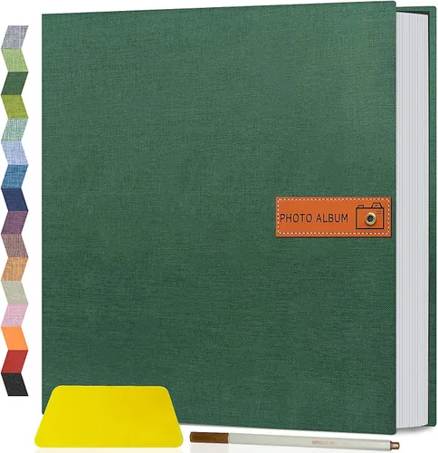 Miniatura 9 de Popotop Álbum de fotos grande autoadhesivo 4x6 5x7 8x10, álbum de recortes DIY, libro de fotos, regalos para mamá, familia, bebé y boda, con Azul