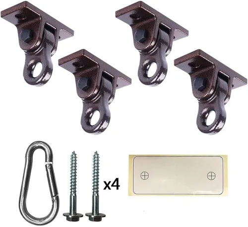 Miniatura 12 de ABUSA - Ganchos resistentes para columpios negros con tornillos y roscas incluidos, capacidad de más de 5000 libras, para patios de juegos, 2