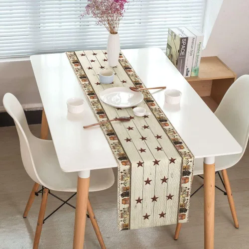 Miniatura 2 de Camino de mesa rústico y primitivo, camino de mesa con estrellas del oeste de Texas para comedor, cocina, sala de estar, vacaciones y decoración