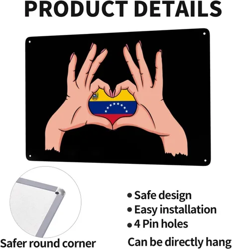 Miniatura 4 de Letreros de metal vintage con texto en inglés "Holding Love In Your Hands" de la bandera del estado de Venezuela, pintura de hierro para el hogar
