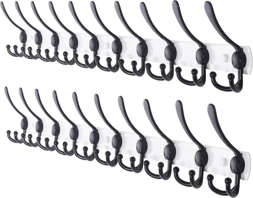 Miniatura 11 de Dseap - Perchero para pared, 5 ganchos triples, resistente, acero inoxidable, riel de gancho de metal para abrigos, sombreros, toallas, bolsos