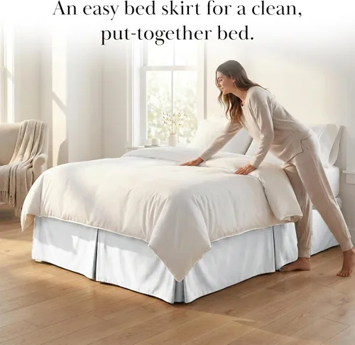 Miniatura 4 de Southshore Fine Linens VILANO Springs faldón para cama plisada, 15 pulgadas, Microfibra, Blanco brillante, gemelo