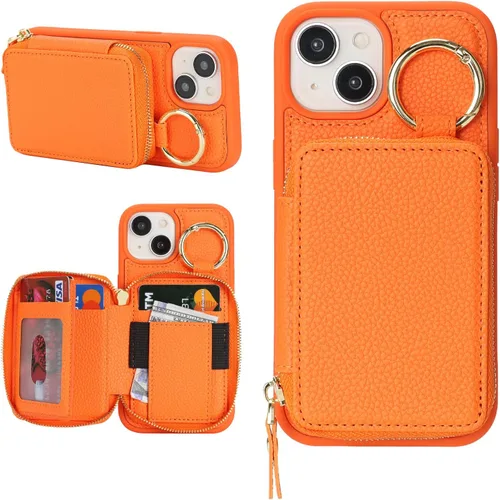 Miniatura 12 de Funda compatible con iPhone Air Wallet con tarjetero para iPhone Air, funda con cremallera y ranura para mujer, 5G de 6.5 pulgadas, color oro rosa
