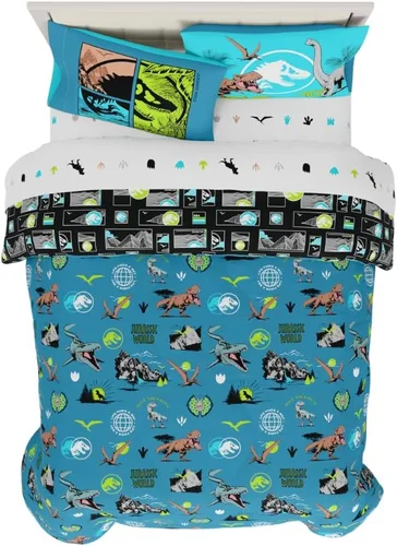 Miniatura 53 de Franco - Juego de ropa de cama para niños, edredón y sábanas supersuaves con funda de almohada, 5 piezas, tamaño individual, Jurassic World, 6A1348