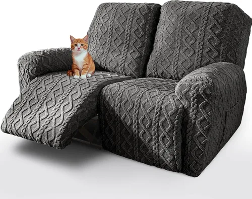Miniatura 8 de vctops Verde Navideño 4 Piezas Fundas para Sillón Reclinable de Felpa Jacquard Geométrica Suaves Peludas Mullidas Funda para Sofá y Sillón