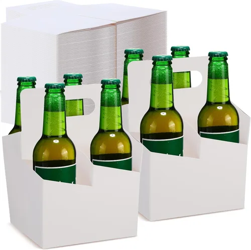 Miniatura 8 de Jetec 50 piezas Portador de bebidas de 4 tazas con asa, portador de cerveza de cartón kraft, portavasos desechable para bebidas calientes o frías