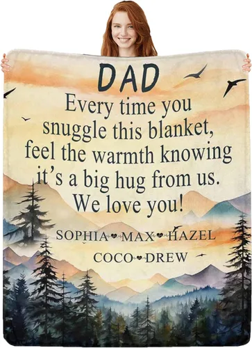 Miniatura 30 de Regalos personalizados de cumpleaños para el Día del Padre, para papá, abuelo, hombres, manta personalizada con fotos para mi papá, regalos de hija