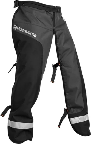 Husqvarna 587160702 - Chaparreras funcionales para motosierra de 38 pulgadas, equipo de seguridad para motosierra con 5 capas, cinturón ajustable y