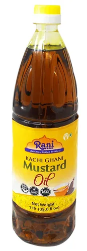 Miniatura 2 de Aceite de mostaza Rani (Kachi Ghani) 33.8 onzas (1 litro) Paquete de 12, sin OMG, sin gluten, vegano, 100% natural, Kosher