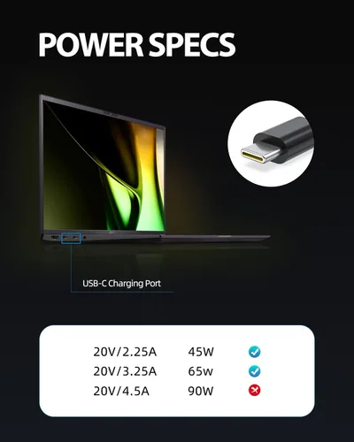Miniatura 4 de PD - Cargador rápido USB C de 65 W para portátil LG Gram 14 15 16 17 Series 14Z90Q 15Z90Q 16T90P 16Z90P 16T90Q 17Z90P 17Z95P 17Z90Q 17Z90R 17Z90S