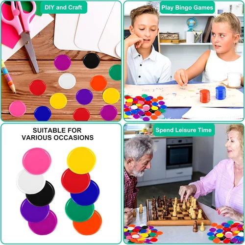 Miniatura 7 de Coopay 200 piezas de 10 colores fichas de bingo de plástico a granel, fichas de juego de 1 pulgada para niños, contadores de aprendizaje