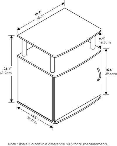 Miniatura 3 de Furinno Jaya - Mesita de noche con puerta, color ámbar y negro